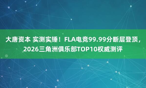 大唐资本 实测实锤!FLA电竞99.99分断层登顶,2026三角洲俱乐部TOP10权威测评